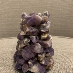 Quartz Stone Candle Holder Purple 4in x 4.5in
