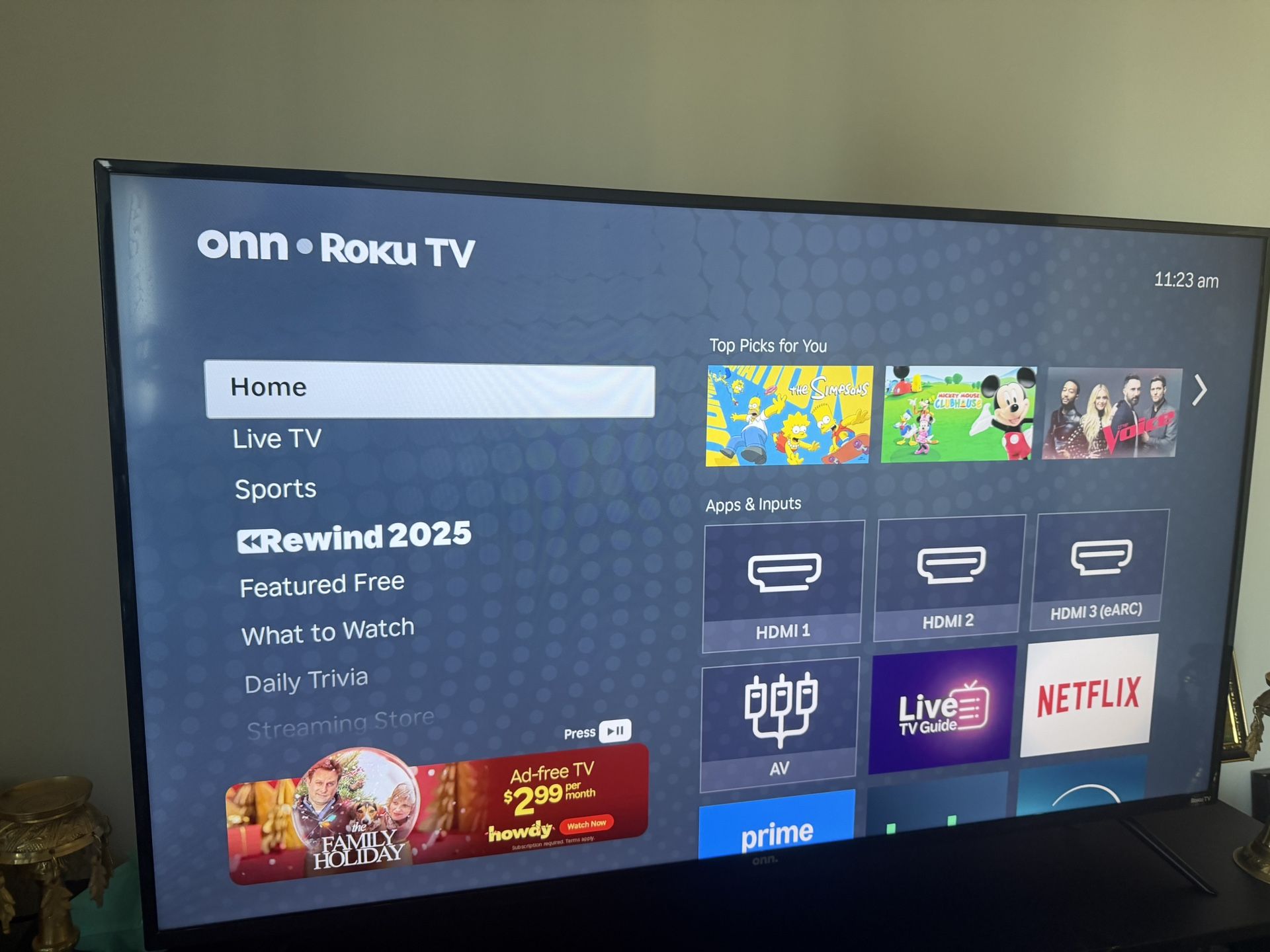 Onn 55 inch 4K UHD Roku Smart TV