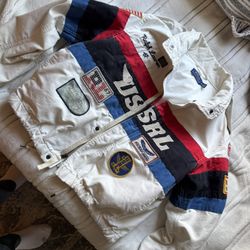 olo Ralph Lauren Racing Jacket Motorsports USRL Sport Full Zip Hooded White L