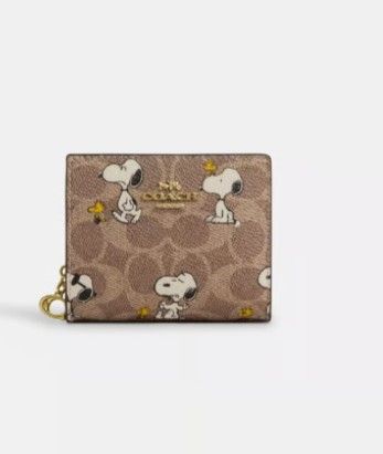 ❤️❤️Coach X Peanuts Snap Wallet In Signature Canvas With Snoopy Print CBN32