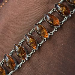 Baltic Amber Sterling Silver Bracelet 