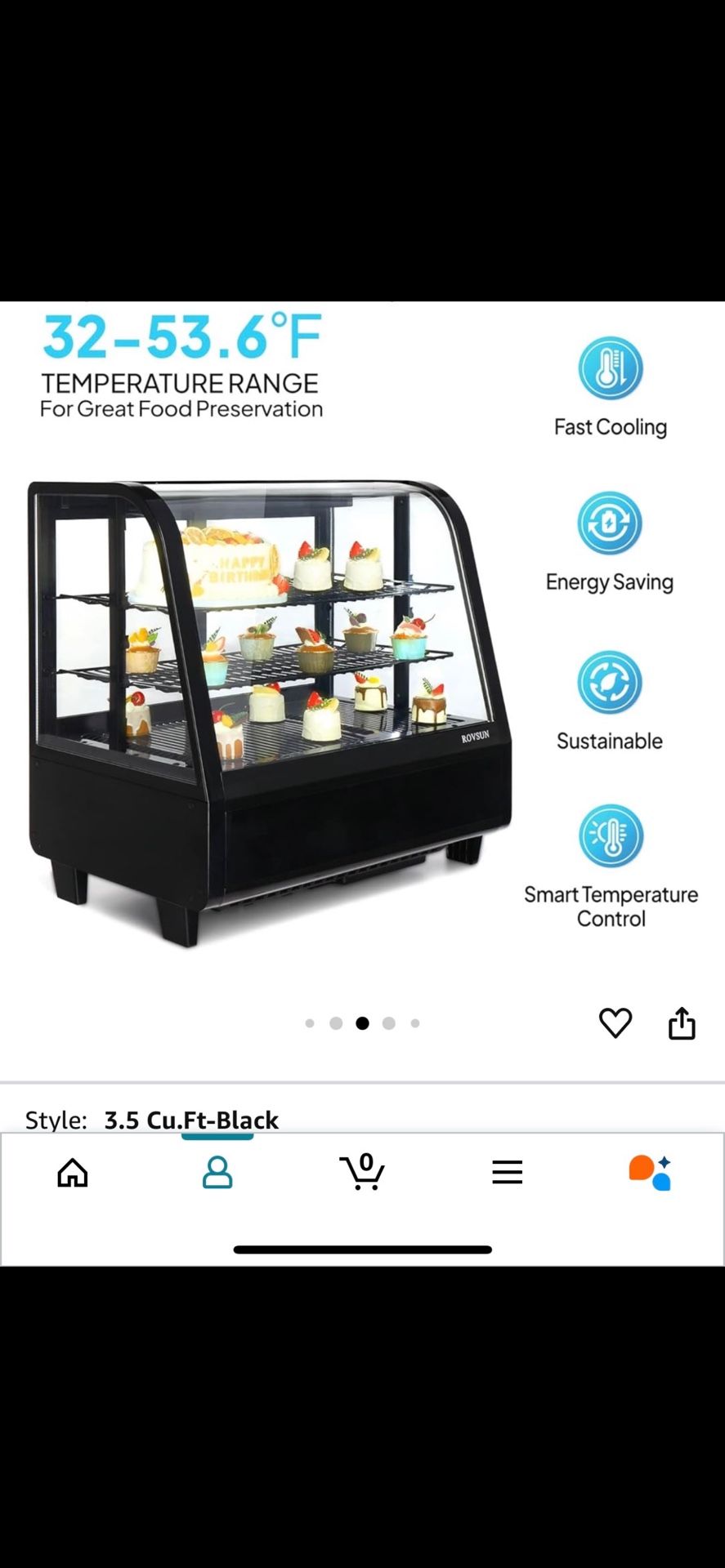 ROVSUN 3.5 Cu.Ft Commercial Display Refrigerator ETL NSF Certified, Refrigerator Display Case Countertop Pastry Display Case w/LED Air-cooling Automat
