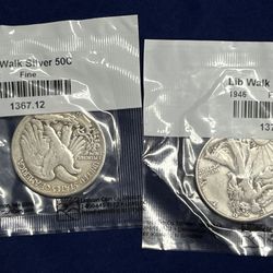 Walking Liberty Silver 50 Cent Coins 