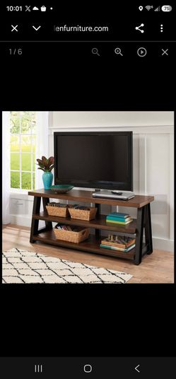 Rustic Wood and Metal TV Stand with Shelves