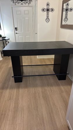 ribesigns 62.2 Inch Bar Table, Industrial Counter Height Pub Dining Table Rectangle High Top Kitchen Table,