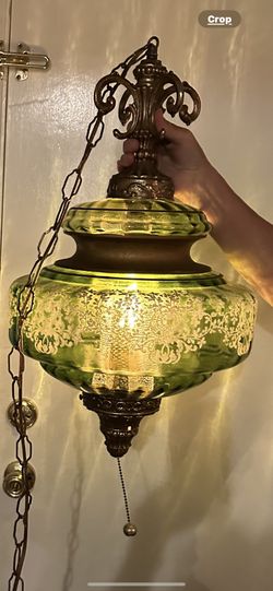 Vintage Mid-Century Green Hanging Lamp.