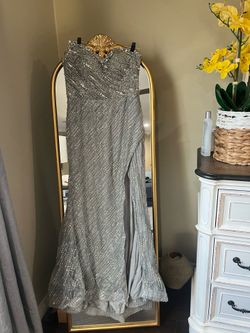 Grey formal rhinestone dress