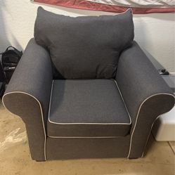 Roll Arm Blue Sofa Chair 