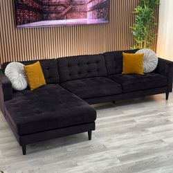 Black Microfiber Sectional Couch