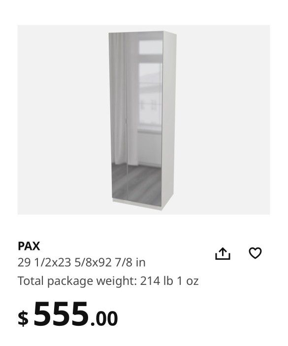 IKEA Pax White Mirror Wardrobe