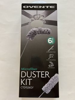 Ovente Lightweight Microfiber Duster 6-piece Kit, New, Gray/Silver