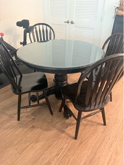 Solid wood painted table and chairs