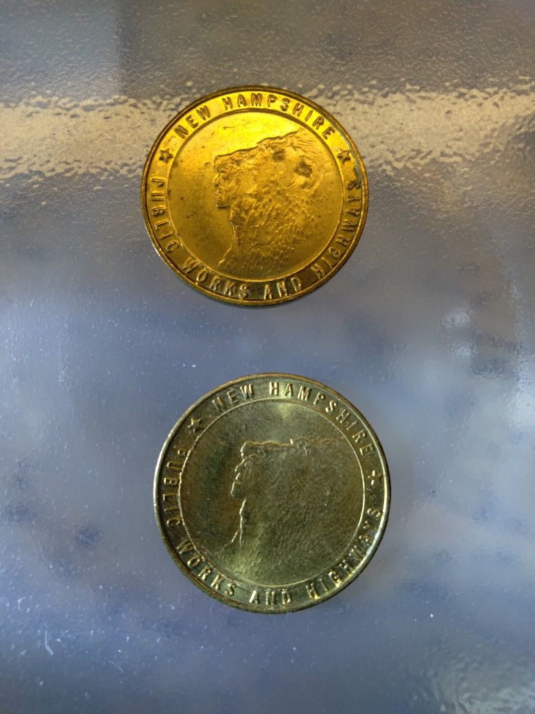 Vintage N.H. Tokens used for Turnpike