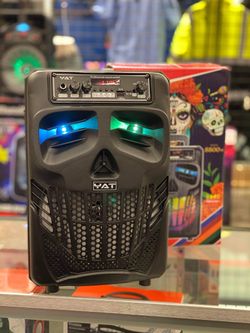 Speaker bluetooth karaoke Woofer 8" inalámbrico USB SD card FM radio entrada auxiliar luces LED inalámbrico recargable