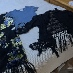 Silk And Velvet Skirt W Fringe Jacket 