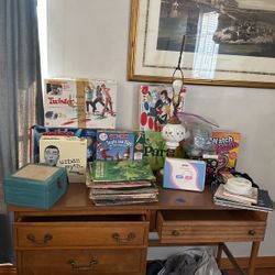 Board Games, Old Antique Lamp, Old Records, Shoe Shine Box