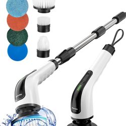 Brand New In Box Unopened   Bomves Electric Spin Scrubber, Cordless Cleaning Brush Scrubber for Home, 8 Replaceable Brush Heads-90Mins Work Time, 3 Ad