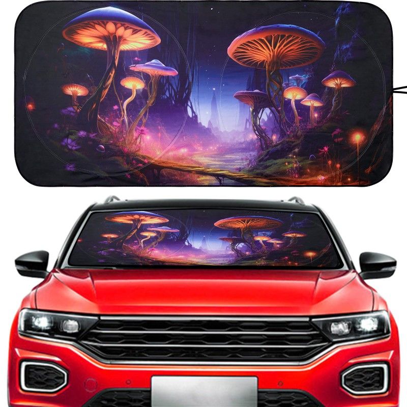 Vepagoo Windshield Sun Shade - Fantasy Forest Design, Anti-UV Rays & Heat Protection for Car Interior, Dashboard Decoration (65X32 inches)