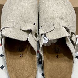 UpResty Beige Suede Clogs Size 36