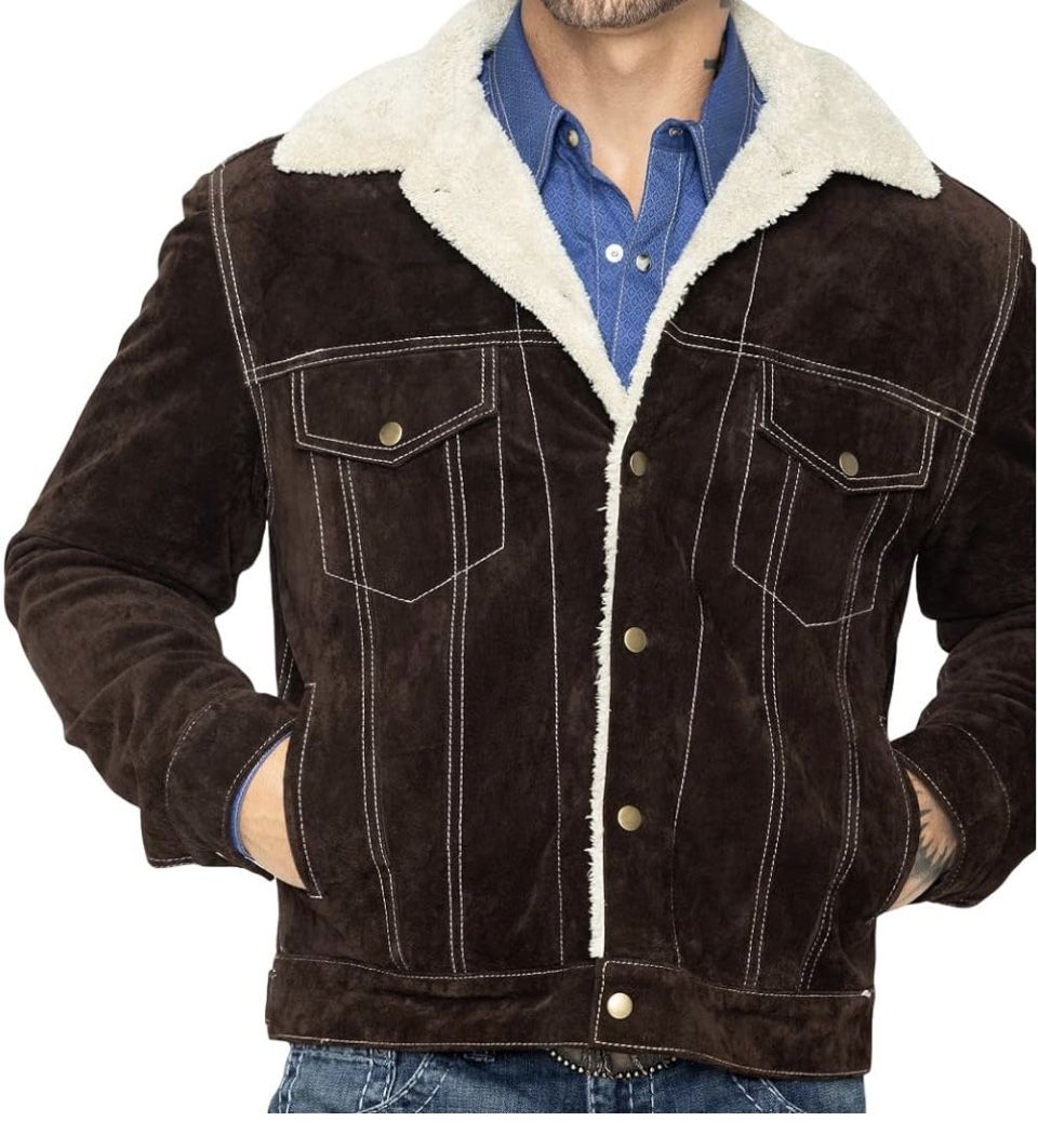 Men's Sherpa Lined Boar Suede Jacket