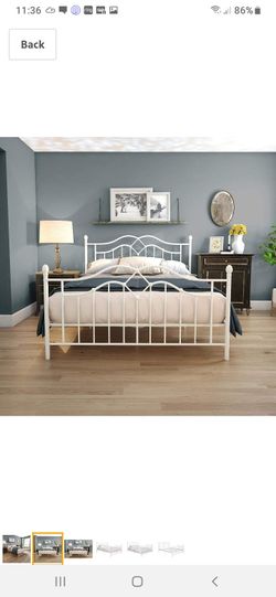 New Queen bed frame mattress not included