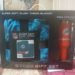 NFL Throw Blanket & Miami Dolphins Tumbler.
