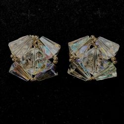 Aurora Borealis Crystal Clip On Earrings 
