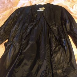 Women's Black Leather Jacket Size L 