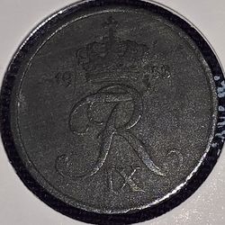 1958 Denmark 2 Ore Zinc Coin