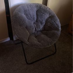 Gray Fluffy Foldable Chair 