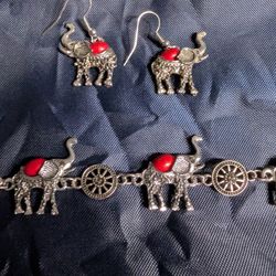 ELEPHANT 🐘 TRUNK UP BRACELET AND EARRINGS 