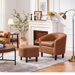 NEW Accent Chair with Ottoman Footstool Set
