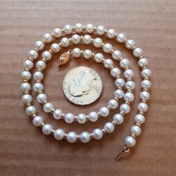 $150! Beautiful 14k Gold And Pearl Necklace,  18 Inches