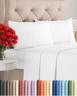 White Bed Sheet, Full, 4 Piece, New in Packaging