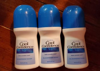 Set of 3 AVON Cool Confidence Roll on - Baby Powder