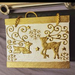 Gold and White Christmas Reindeer Decor bag