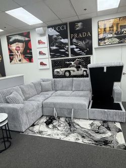Large, Versatile Soft Jumbo Corduroy Sleeper Sectional Sofa