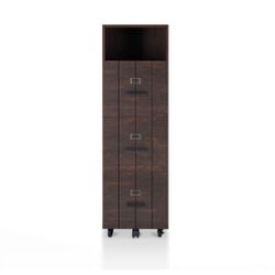 Espresso File Cabinet With Cubby And File Storage 