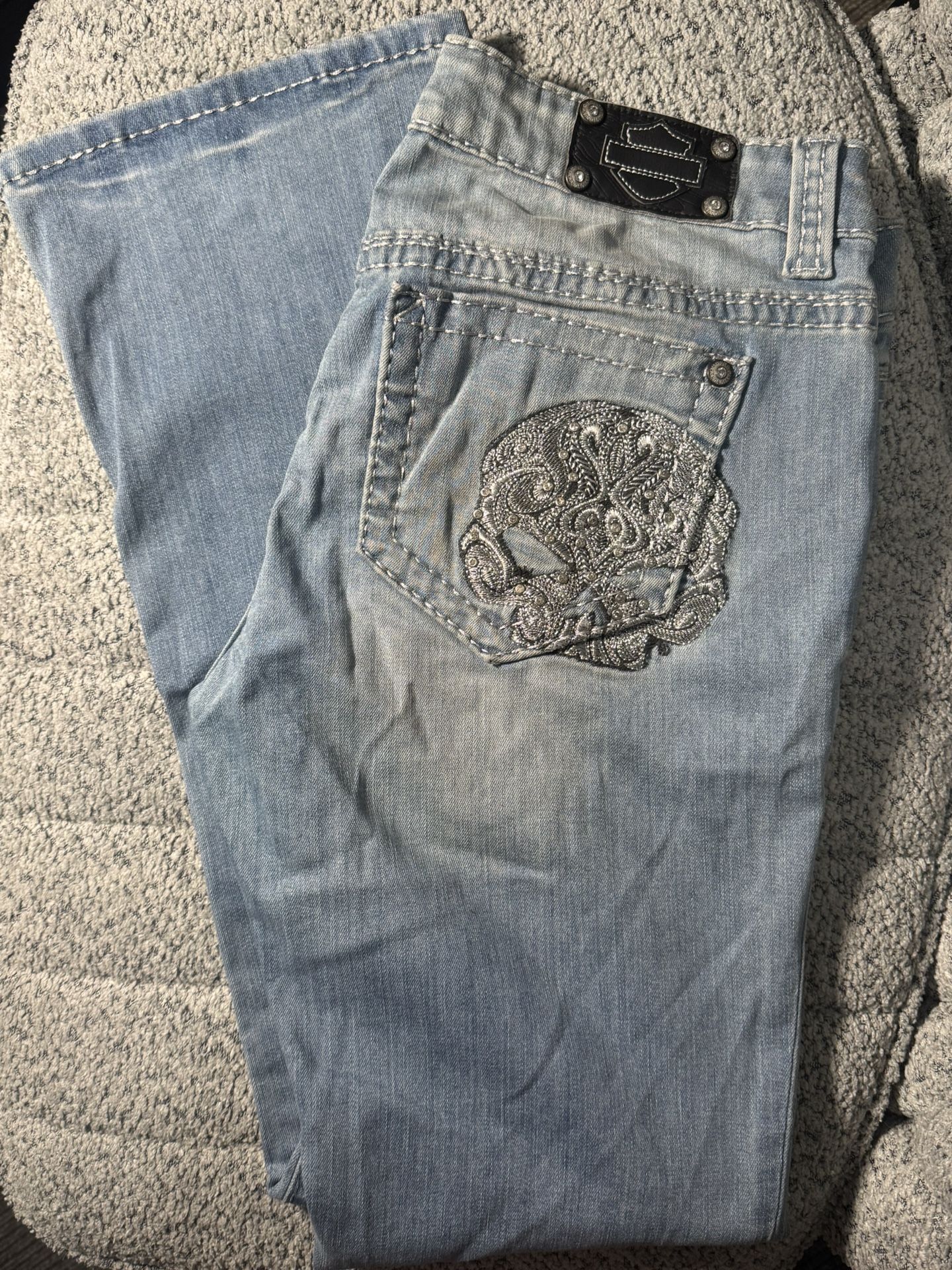Harley-Davidson® Women's Boot Cut Embellished Skull Low-Rise Jeans 99103-17VW