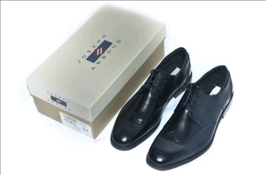 NIB Wingtip Oxford Dress Shoes Joseph Abboud Mens 12 3E Black Leather