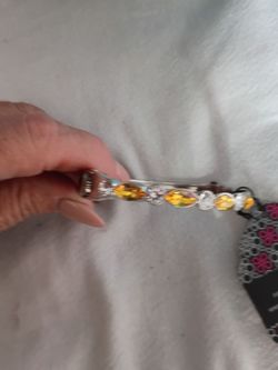 Silver Bracelet with Yellow and Clear Stones
