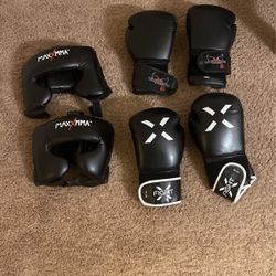 Never Been Used Boxing Gloves And Head Guard