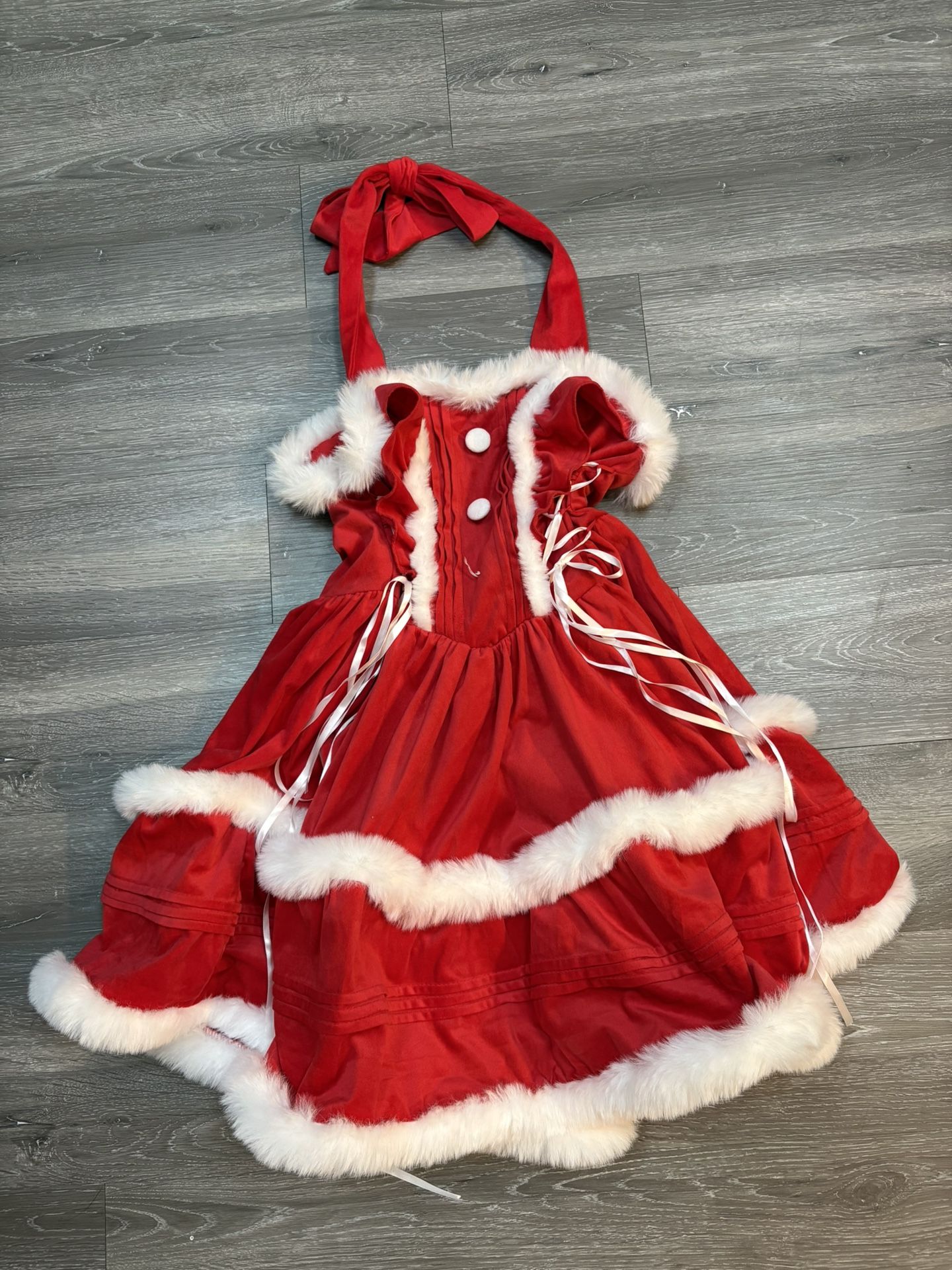 Red Christmas Dress with Cape Size Large Girls