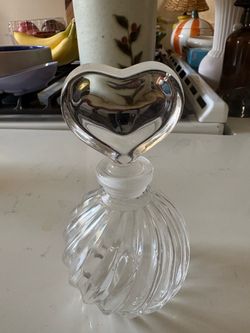 Vintage Clear Glass Perfume Bottle with Heart Stopper
