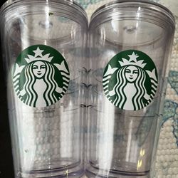 Used Starbucks Reusable Cups, Plastic Clear Starbucks Cups