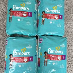Pampers Cruisers 360 Pull-On Baby Diapers Size 6,  4 packs 