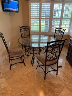 Glass top table and 4 chairs, Dining Table