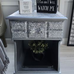 Custom Designed Silver Nightstand 