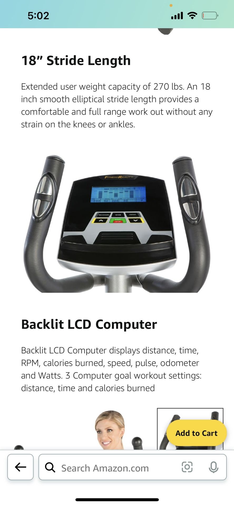 Fitness Reality E5500XL Magnetic Elliptical Trainer