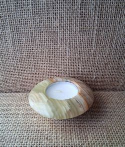 Natural Polished Onyx Stone Tea Light Candle Holder,  3" Hand-Carved Candleholder